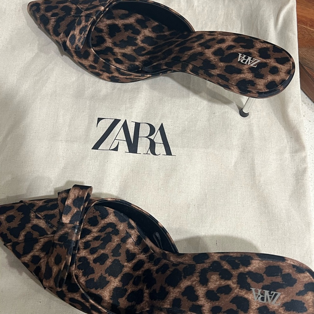 Zara Brown and Black Kitten Heels with Sophisticated Design